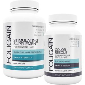 Foligain Anti-haaruitval & Anti-Grijs Supplement Set - Voorkomt haaruitval - Stimuleert haargroei