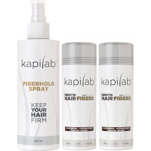 Kapilab Hair Fibers Voordeelset 58 gram - Donkerbruin - Natuurlijke haarvezels verbergen haaruitval - Direct voller haar