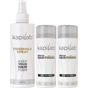 Kapilab Hair Fibers Voordeelset 58 gram - Zwart - Natuurlijke haarvezels verbergen haaruitval - Direct voller haar