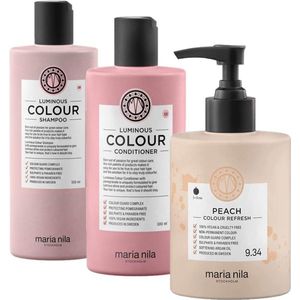 Maria Nila Luminous Colour Refresh Set Peach | Colour Refresh Peach 9.34 300 ml + Luminous Colour Shampoo 350 ml + Luminous Colour Conditioner 300 ml