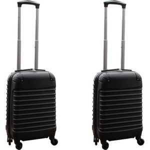 Kofferset 2 delige ABS handbagage koffers - met cijferslot - 27 liter - zwart