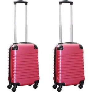 Travelerz kofferset 2 delige ABS handbagage koffers - met cijferslot - 27 liter - roze