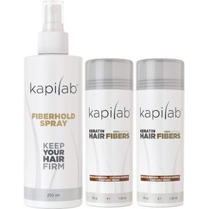 Kapilab Hair Fibers Voordeelset 58 gram - Middenbruin - Natuurlijke haarvezels verbergen haaruitval - Direct voller haar