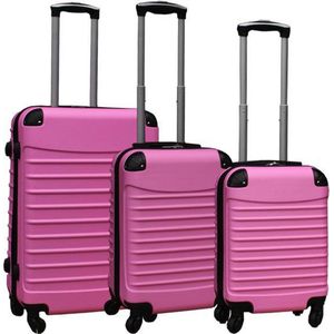 Kofferset 3 delig met wielen en cijferslot - handbagage koffers - ABS - licht roze