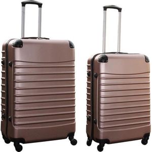 Kofferset 2 delige ABS groot - met cijferslot - reiskoffers 69 en 95 liter - rose goud