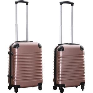 Kofferset 2 delige ABS handbagage koffers - met cijferslot - 27 en 39 liter - rose goud