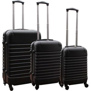 Kofferset 3 delig met wielen en cijferslot - handbagage koffers - ABS - zwart