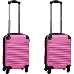 Kofferset 2 delige ABS handbagage koffers - met cijferslot - 27 liter - licht roze