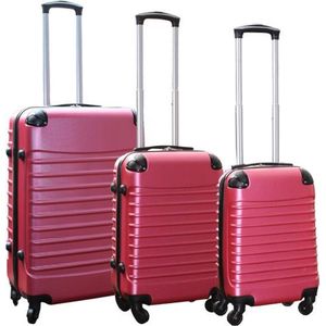 Travelerz kofferset 3 delig met wielen en cijferslot - handbagage koffers - ABS - roze