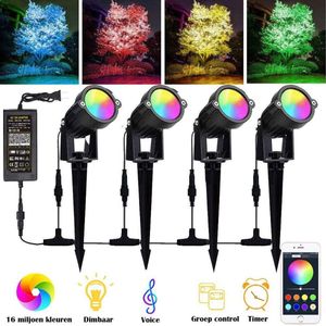 Buitenverlichting - Bluetooth led tuinspot - LED tuinspots - Tuinlampen - Te besturen met mobiele app - RGB multicolour - Waterdicht IP66 - 4 Stuks