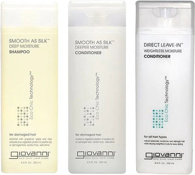 Giovanni Cosmetics - Smooth as Silk Wash Set - Shampoo 60ml - Conditioner 60ml - Leave-In Conditioner 60ml