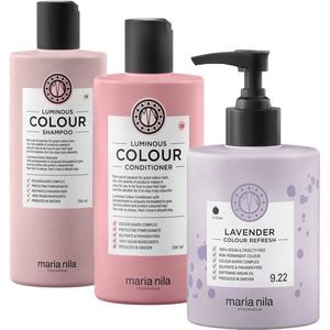 Maria Nila Luminous Colour Refresh Set Lavender | Colour Refresh Bright Lavender 9.22 300 ml + Luminous Colour Shampoo 350 ml + Luminous Colour Conditioner 300 ml