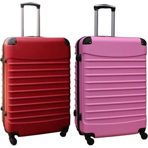 Travelerz kofferset 2 delig ABS groot - met cijferslot - 95 liter - rood - licht roze