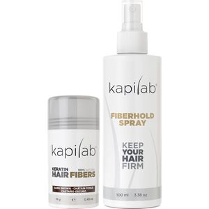 Kapilab Hair Fibers Voordeelset 14 gram - Donkerbruin - Keratine haarvezels verbergen haaruitval - Direct meer haar