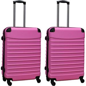 Kofferset 2 delige ABS groot - met cijferslot - 69 liter - licht roze
