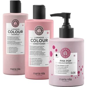 Maria Nila Luminous Colour Refresh Set Pink Pop | Colour Refresh Pink Pop 0.06 300 ml + Luminous Colour Shampoo 350 ml + Luminous Colour Conditioner 300 ml