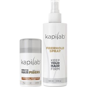 Kapilab Hair Fibers Voordeelset 14 gram - Lichtbruin - Keratine haarvezels verbergen haaruitval - Direct meer haar