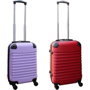 Travelerz kofferset 2 delig ABS handbagage koffers - met cijferslot - 27 liter - lila - rood