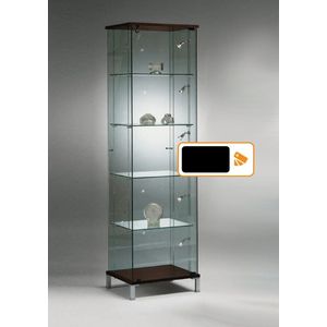 Vitrine Floatline Volglas Cubic 48PVZ kleur zwart met led plafond verlichting