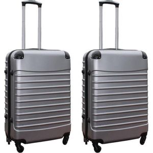 Kofferset 2 delige ABS groot - met cijferslot - 69 liter - zilver