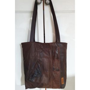 Toetie & Zo - Handgemaakte Lederen Tas - Shopper - Bruin - Schoudertas - Boodschappentas - 42x35x13