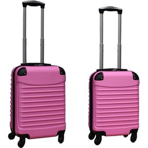 Travelerz kofferset 2 delige ABS handbagage koffers - met cijferslot - 27 en 39 liter – licht roze