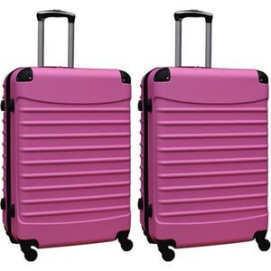Travelerz kofferset 2 delige ABS groot - met cijferslot - 95 liter - licht roze