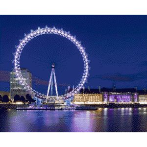 MyHobby Borduurpakket – Londen Eye 50×40 cm - Aida borduurstof 5,5 kruisjes/cm (14 count) - Telpatroon - Borduurgaren - Borduurnaald - Handleiding - Voor Beginners & Gevorderden - Complete borduurset