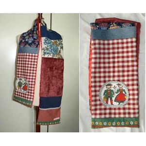 Toetie & Zo Handgemaakte Sjaal Red - Patchwork - Ruiten - Bloemen - Gevoerd - Multicolor