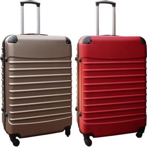 Travelerz kofferset 2 delig ABS groot - met cijferslot - 95 liter - rood - goud