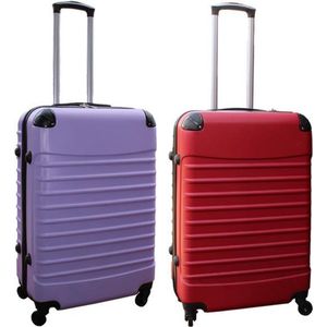 Travelerz kofferset 2 delig ABS groot - met cijferslot - 69 liter - rood - lila