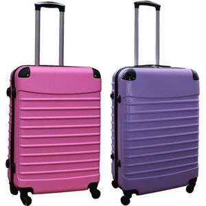 Travelerz kofferset 2 delig ABS groot - met cijferslot - 69 liter - licht roze – lila