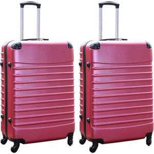 Travelerz kofferset 2 delige ABS groot - met cijferslot - 95 liter - roze