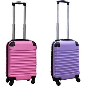 Travelerz kofferset 2 delig ABS handbagage koffers - met cijferslot - 27 liter - licht roze - lila