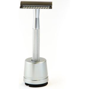 Oceonics Safety Razor Chroom Set incl. standaard & 5 mesjes | Klassiek Scheermes | Zero Waste | Safety Razor voor mannen vrouwen | Plastic vrij scheren | Duurzaam