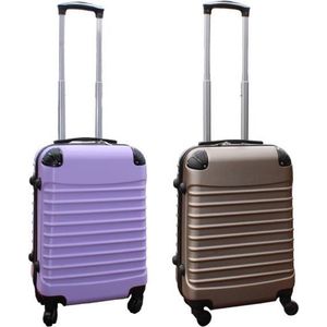 Travelerz kofferset 2 delig ABS handbagage koffers - met cijferslot - 39 liter - goud - lila
