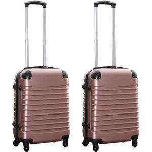 Kofferset 2 delige ABS handbagage koffers - met cijferslot - 39 liter - rose goud