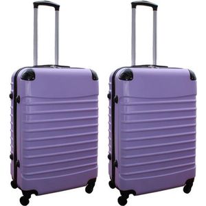 Travelerz kofferset 2 delige ABS groot - met cijferslot - 69 liter - lila