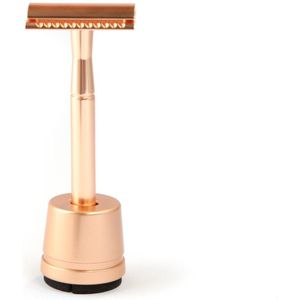 Oceonics Safety Razor Set Rosé incl. standaard en 5 scheermesjes | Zero Waste | Plastic vrij | Duurzaam | Klassiek scheren voor vrouwen
