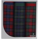 Swan 3-pak Dames zakdoeken Donkere ruit - 30 - Blauw