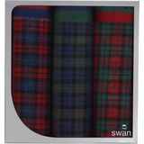Swan 3-pak Dames zakdoeken Donkere ruit - 30 - Blauw