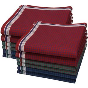 Swan - Heren Zakdoeken - Blauw - 12 Stuks - Katoen met Satijn Afwerking