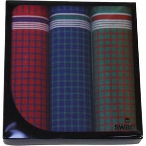 Swan 3 stuks Heren zakdoeken Uni Donker - 40 - Blauw
