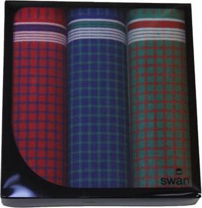 Swan 3 stuks Heren zakdoeken Uni Donker - 40 - Blauw