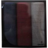Swan - Heren Zakdoeken Classic - 3 Stuks - Blauw Grijs Rood - 100% Katoen