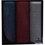 Swan - Heren Zakdoeken Classic - 3 Stuks - Blauw Grijs Rood - 100% Katoen