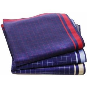 Heren Zakdoeken - Blue Square - Katoen Satijnen Zakdoeken - Blauw - 6 Stuks