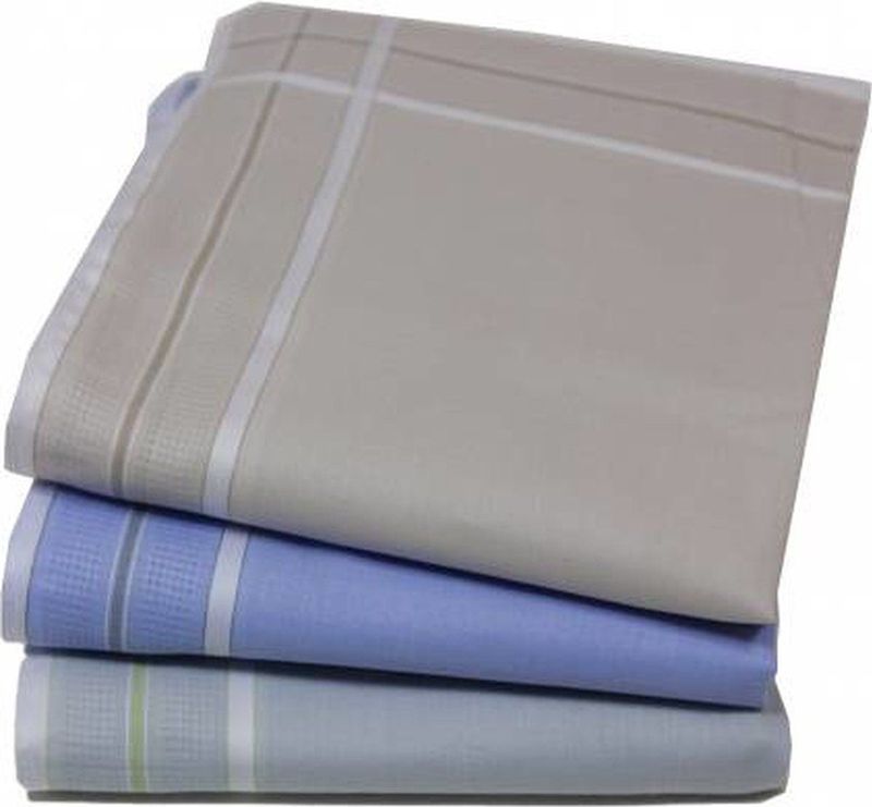 Tiseco - Ines Design - Zakdoeken - Grijs/Blauw/Beige - 12 Stuks - 35x35 cm