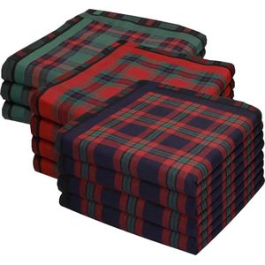 Swan 12 stuks Heren zakdoeken Ruit rood - 40 - Blauw