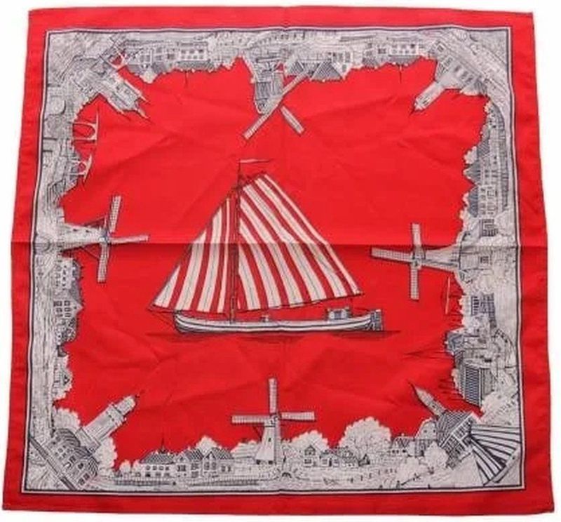 Boerenzakdoek Oud Nederland - 54 x 54 cm - Zakdoeken rood - Zakdoeken katoen - Zakdoek aan beide zijden bedrukt